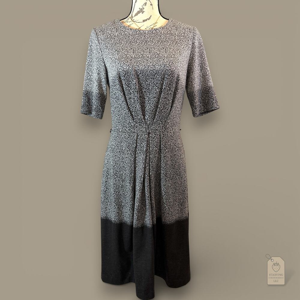 London Times Ombre Tweed Knit Sheath Dress w/ Sunburst Pleats - Size 8
